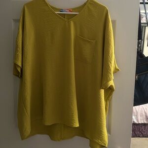 Freckled poppy Chartreuse green women’s shirt